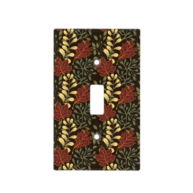 Dark red maple leaves floral pattern light switch cover (Front)