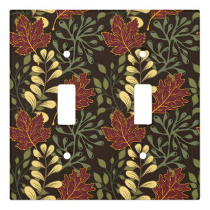 Dark red maple leaves floral pattern light switch cover