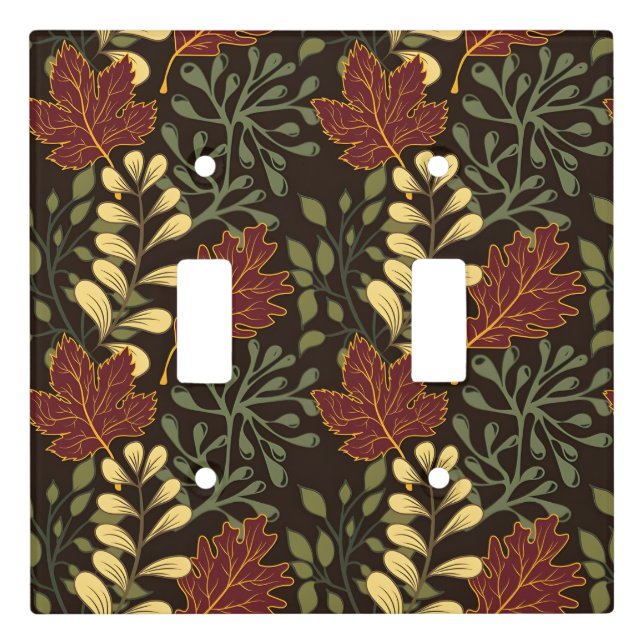 Dark red maple leaves floral pattern light switch cover (Front)