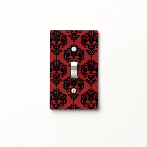 Dark Red Maroon  Black Glam Pattern Modern Chic Light Switch Cover