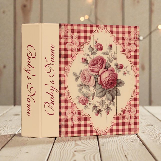 Dark Red Maroon Rustic Baby Photos 3 Ring Binder (Creator Uploaded)