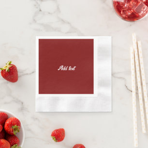 Dark Red, Maroon solid color, white text, Napkins