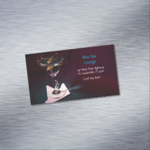 Dark Red Martini Bar & Lounge Business Card Magnet