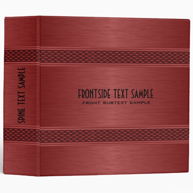 Dark Red Metallic Brushed Aluminum Look Binder (Front/Spine)