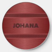 Dark red metallic stripes design wireless charger  (Front)