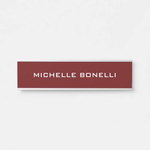 Dark Red Minimalist Plain Modern Door Sign