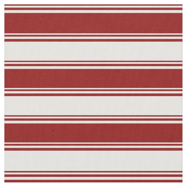 Dark Red & Mint Cream Colored Pattern Fabric (Close Up)