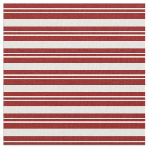 Dark Red & Mint Cream Striped Pattern Fabric