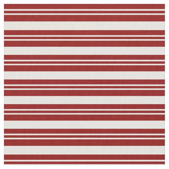 Dark Red & Mint Cream Striped Pattern Fabric (Close Up)