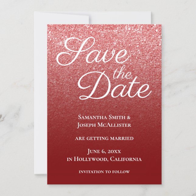 Dark Red Modern Gradient Save The Date (Front)