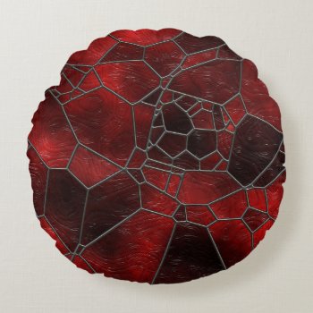 Dark Red Mosaic Round Pillow by FantasyPillows at Zazzle