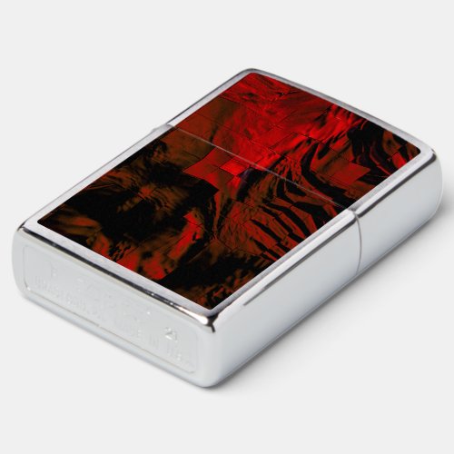 Dark red mosaic with lightly carved and satin  thr zippo lighter