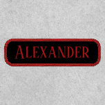 Dark Red Name And Black Rectangular Patch at Zazzle
