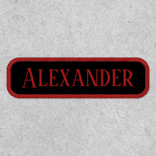 Dark Red Name and Black Rectangular Patch