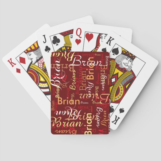 Dark Red Name Pattern  Poker Cards (Back)
