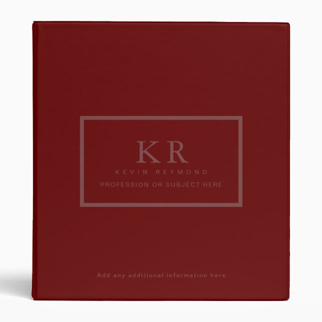 Dark Red Office or School 3 Ring Binder (Front)