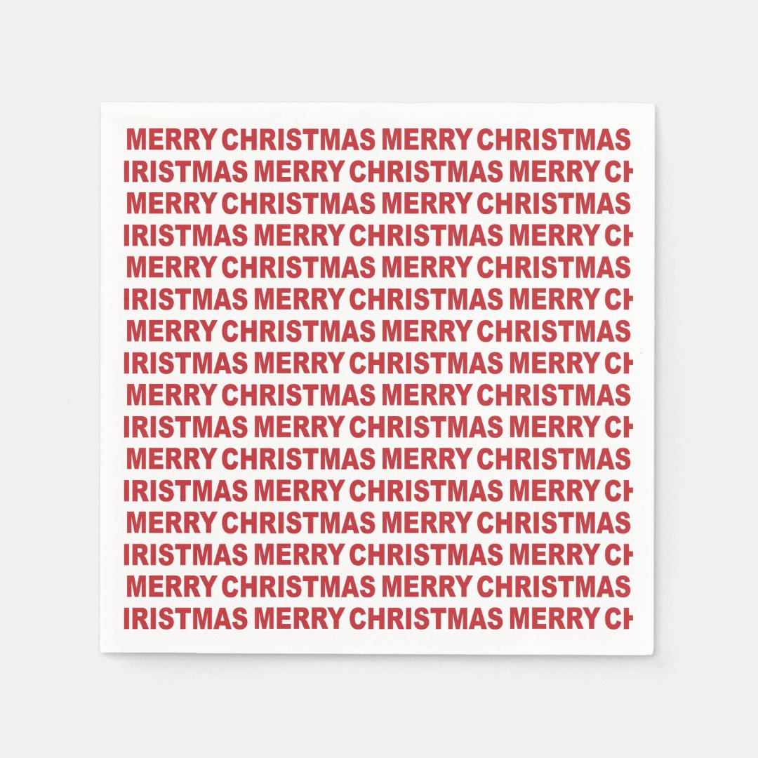 Red Christmas Typography Paper Napkin