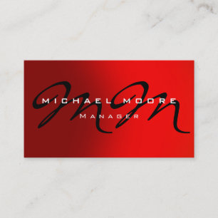 Dark Red Orange Background Monogram Business Card