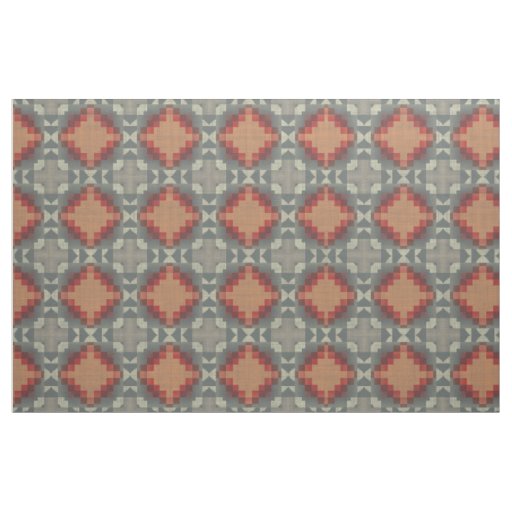 Dark Red Orange Taupe Beige Brown Gray Ethnic Look Fabric