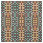 Dark Red Orange Teal Turquoise Green Ethnic Look Fabric
