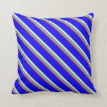 [ Thumbnail: Dark Red, Orchid, Light Sea Green, Beige, and Blue Throw Pillow ]