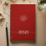 Dark Red Overlapping Text Logo Weekly Planner<br><div class="desc">Simple personal stationery 2025 annual/weekly planner featuring a large central logo with bold year digits split by a line of text (name, subject, etc). Annual planner (12 months) with open monthly overviews and weekly planning sheets. Cover in a curated selection of modern colors. Contact for assistance in personalizing or creating...</div>