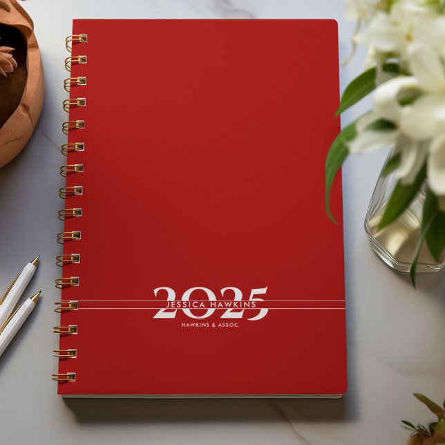 Dark Red Overlapping Text Split Year Weekly Planner (Creator Uploaded)