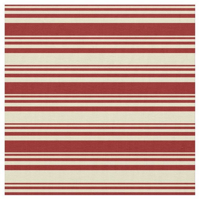 Dark Red & Pale Goldenrod Lines Pattern Fabric (Close Up)