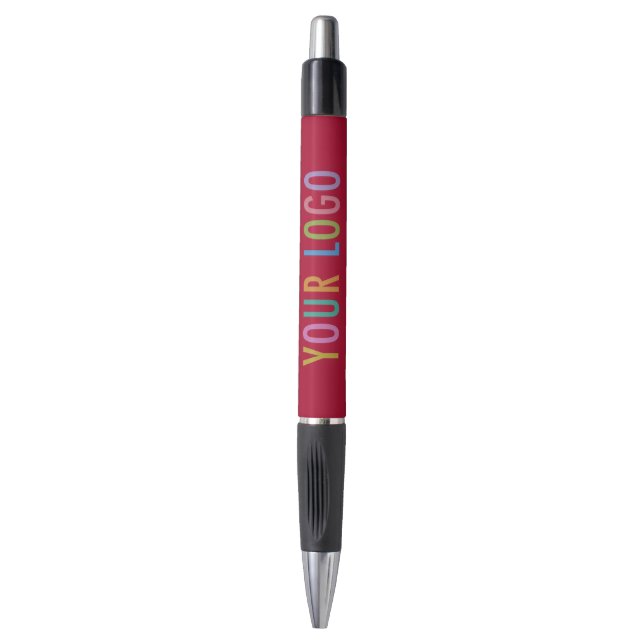 Dark Red Pen with Black Ink Custom Business Logo (Front Vertical)