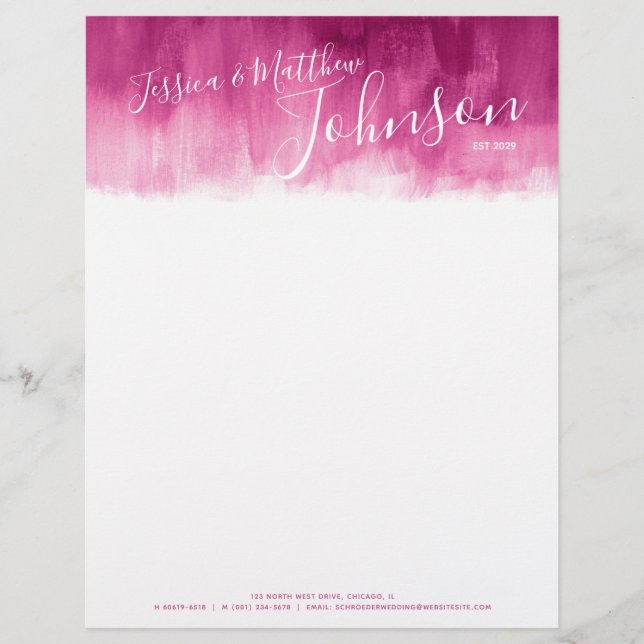 Dark red pink modern art couple letterhead (Front)