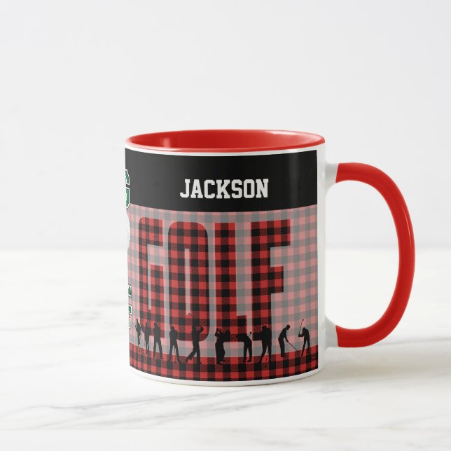 Dark Red Plaid Golf / DIY Background Color Mug (Right)