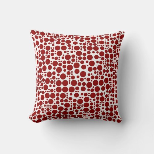 Dark Red Polka Dots on White Background Throw Pillow