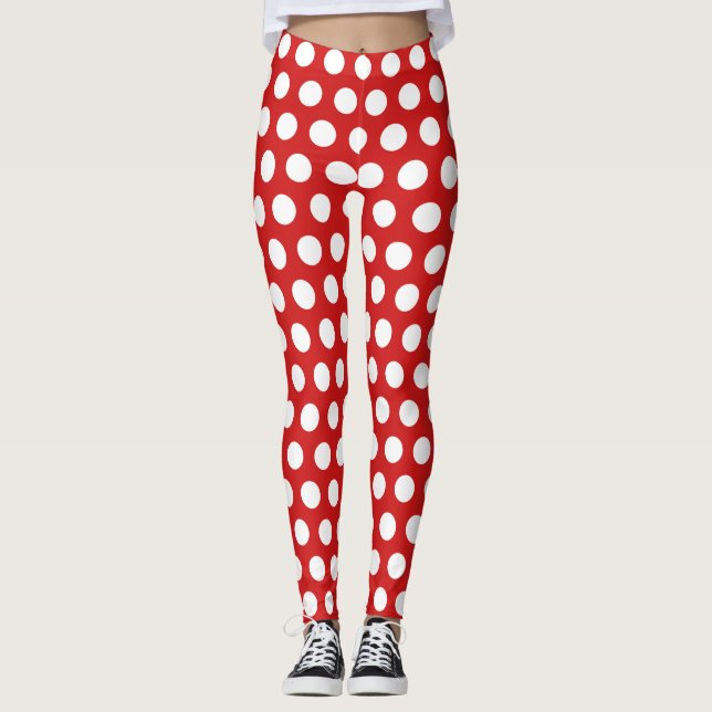 Dark Red Polka Dots Pattern Legging (Front)