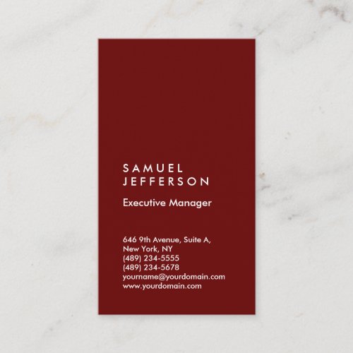 Dark red professional plain modern stylish business card