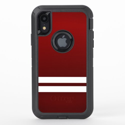 Dark Red Racing Stripes OtterBox Defender iPhone XR Case
