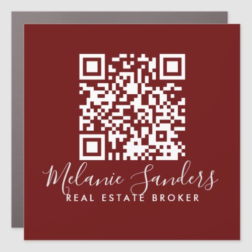 Dark Red REAL ESTATE Car Magnet with QR CODE 