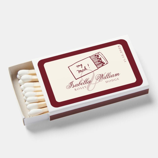 Dark Red Retro Perfect Match Old Money Wedding (Front Open)
