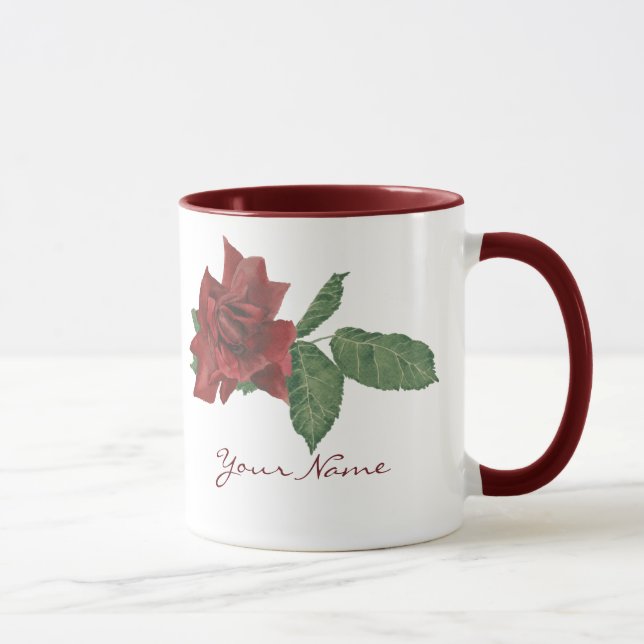 Dark Red Rose Mug (Right)