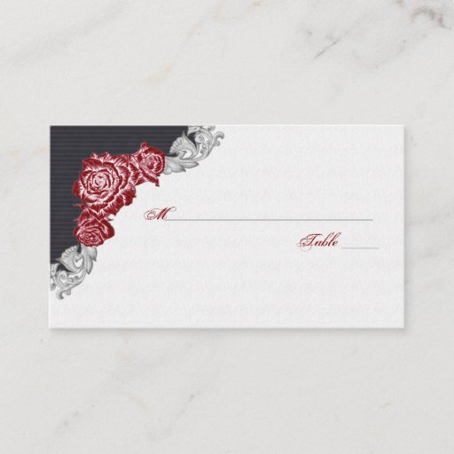 Customizable Dark Red Rose Wedding Place or Escort Cards Business Card Templates