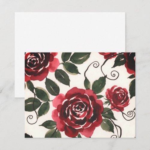 Dark Red Roses Floral Enclosure Card