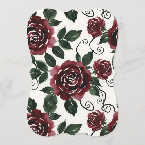Dark Red Roses Floral Flat Menu