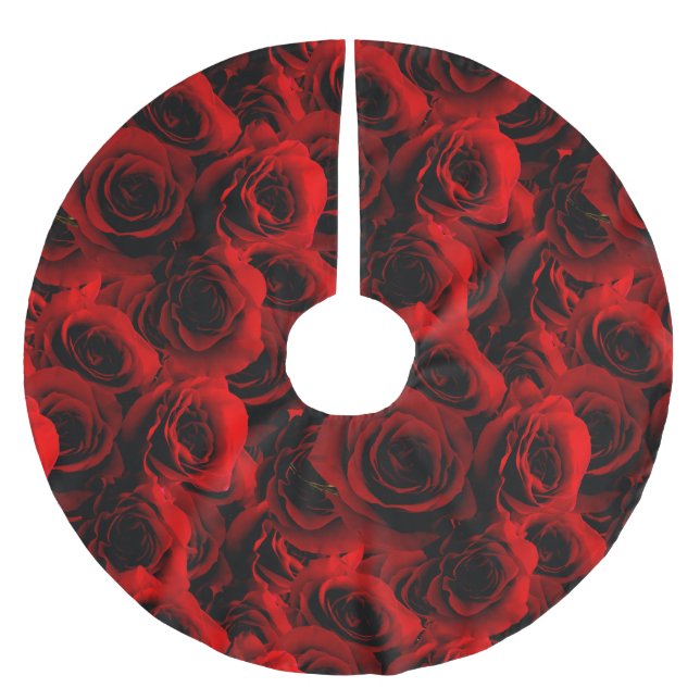 Dark Red Roses For you Brushed Polyester Tree Skirt (Front)