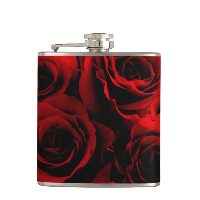 Dark Red Roses For you Flask (Front)