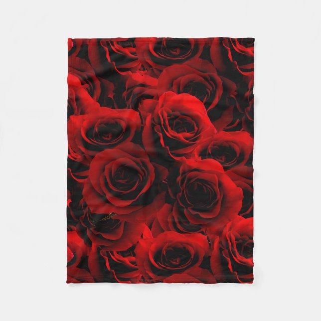 Dark Red Roses For you Fleece Blanket (Front)