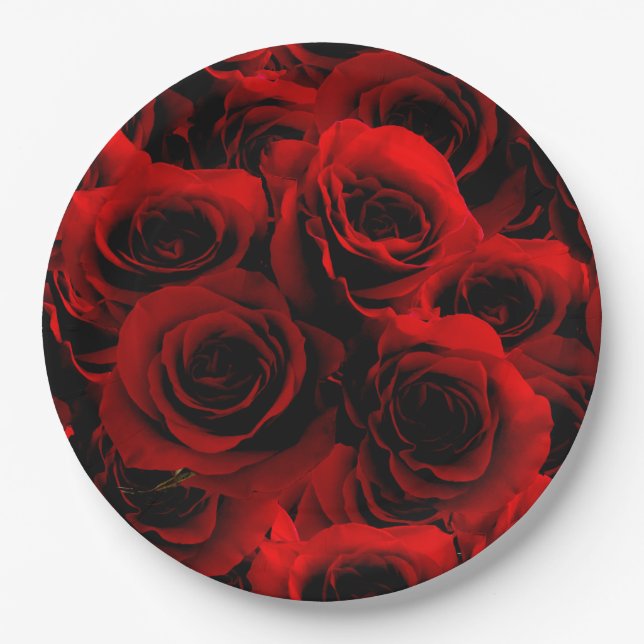 Dark Red Roses For you Plate (Front)