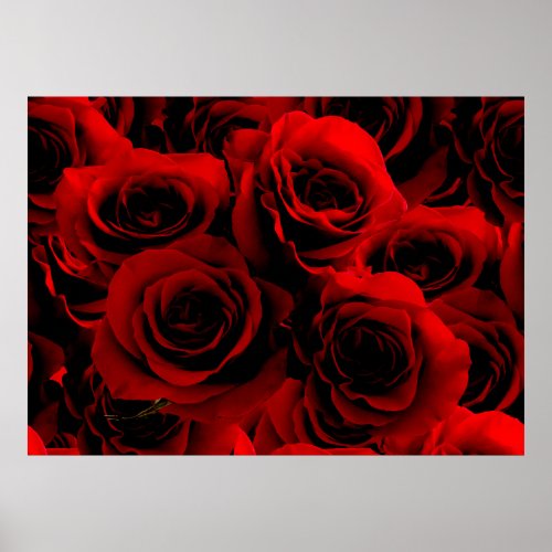 Dark Red Roses For you Poster
