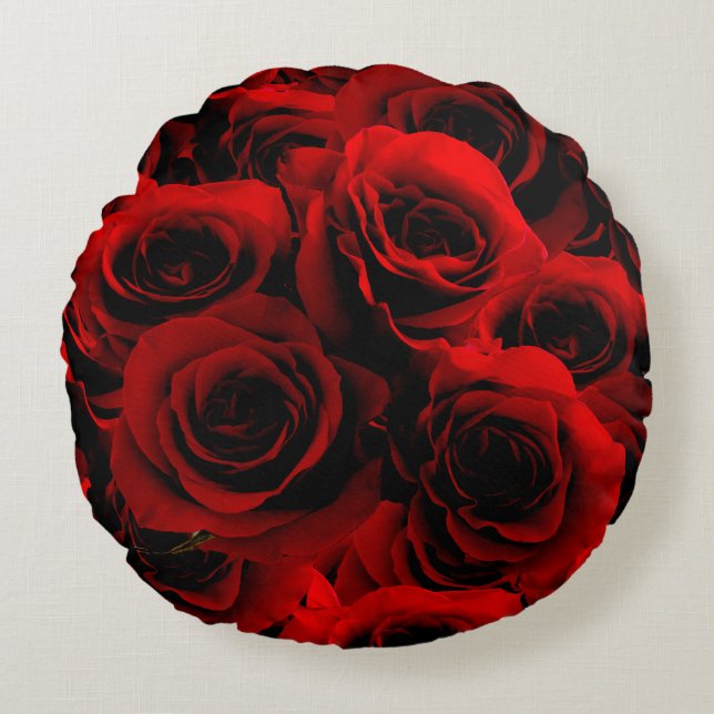 Dark Red Roses For you Round Pillow (Front)
