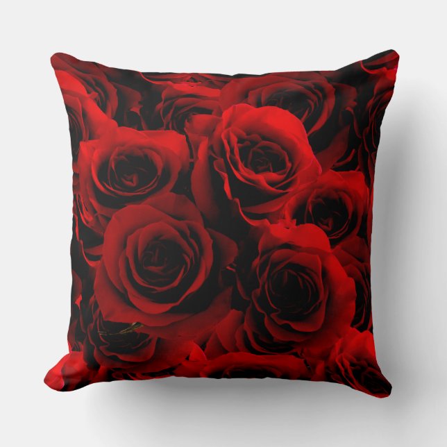Dark Red Roses For you Throw Pillow (Front)