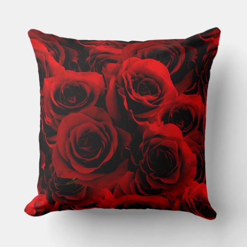 Dark Red Roses For you Throw Pillow