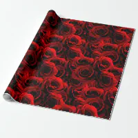 Classic Red Roses on Green Floral Wrapping Paper Sheets, Zazzle